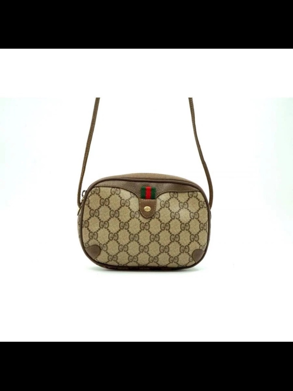 Gucci Brown GG Canvas Crossbody with Signature Web